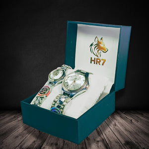 Positif Royal Silver & Rose Gold Couple Watch Set