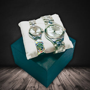 Positif Royal Silver & Rose Gold Couple Watch Set